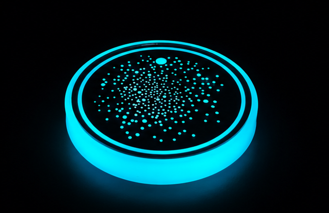 Tapis lumineux LED pour porte-gobelet, effet ciel étoilé turquoise